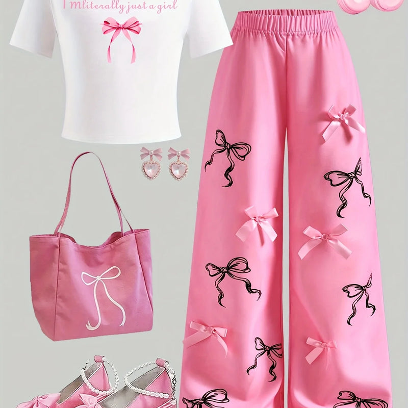 Girls' Casual Long Pants Set, Youth Letter-Print | SAMAG
