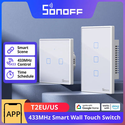 SONOFF T2 EU/US Wall Smart Switch 433Mhz RF Remote | SAMAG