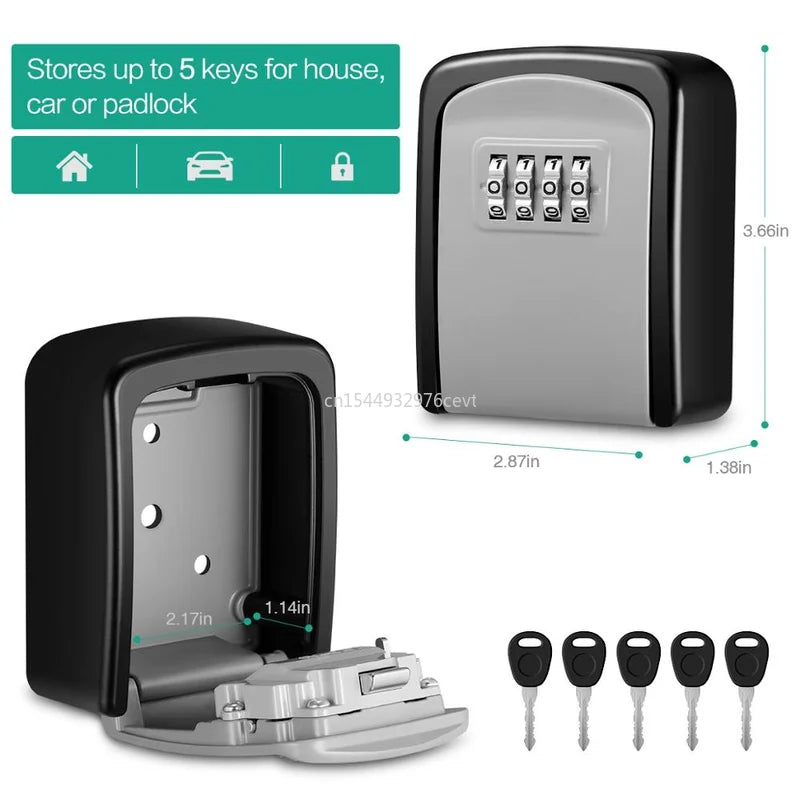 Key Lock Box Wall Mounted Stainless Steel Safe Weatherproof 4 Combination Storage for Indoor and Outdoor Use - View 4 | SAMAG