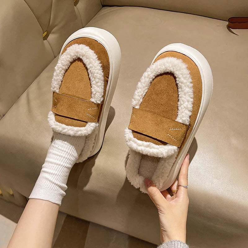 Winter Fluffy Women's Slippers Home Fuzzy Fur Luxury Designer Woman Shoes Indoor Flat Plush Elegant Fashion Footwear Soft Sole