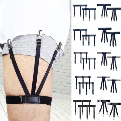 Hot Sell Classic Black Men Shirt Stays Belt With Non - slip Locking Clips Keep Tucked Leg Thigh Suspender Business | SAMAG