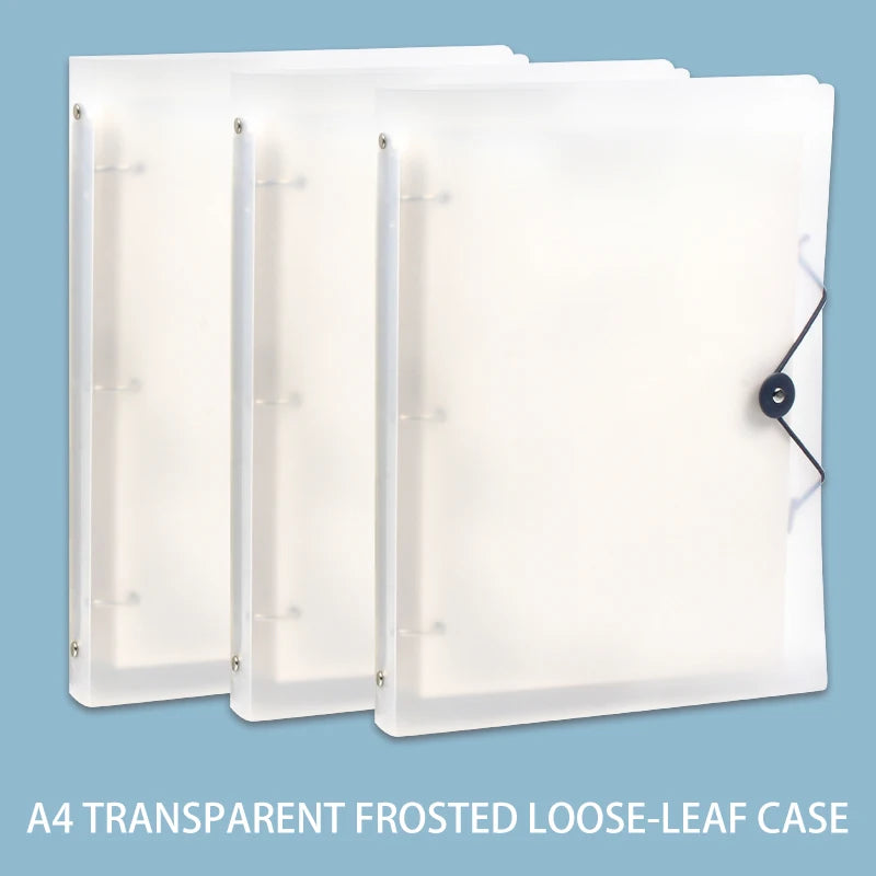 3Pcs Frosted Transparent A4 Loose Leaf Binder 3 Hole Punchless Snap Button File Folder Office School Document Storage Organizer