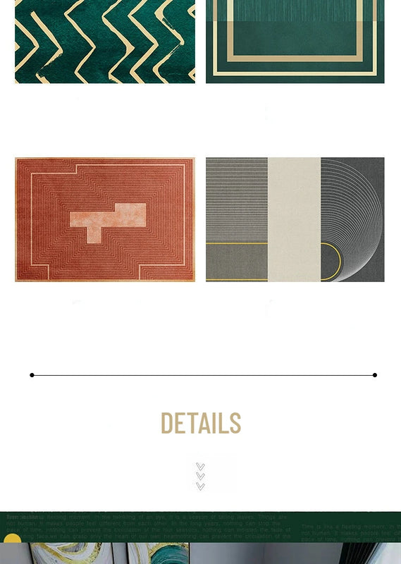 Modern Luxury Rugs Living Room Decoration Home Large Carpet for Bedroom Children's Room Decor Floor Mats Green Porch Doormat