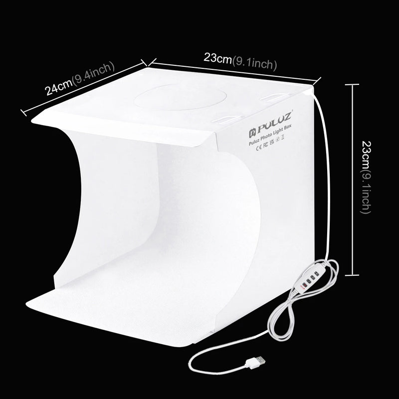 23cm Ring LED Panel Folding Portable Light Photo Lighting Mini Studio Shooting Tent Box Kit with 6 Colors Backdrops Photo Box
