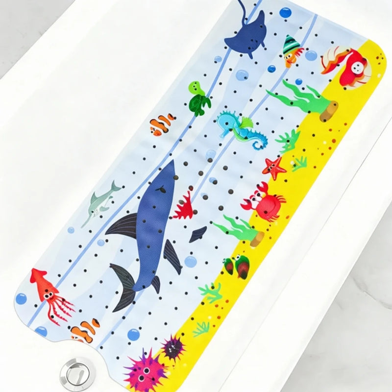 1pc Baby Bath Mat for Tub Non Slip Kids Bath Mat - 40x10cm Extra Long Cartoon Bathtub Mat Toddler Bath Mats with Suction Cups