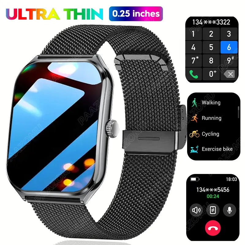 2026 New Smartwatch 1.96 inch Ultra-thin Bluetooth Call Health Monitor IP68 Waterproof 100 Sport Smart Bracelet For  Android iOS