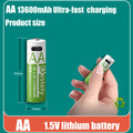 Bestely 1.5V 13600mAh USB AA Lithium Ion Rechargeable Battery, Fast Charging Li-ion Akku, 2000 Cycle with USB-C Port Cables