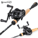 Sougayilang Fishing Rod and Reel Combo 1.8m Full Carbon Lightweight Casting Rod 6.3:1 Gear Ratio Baitcasting Reel 8kg Max Drag