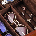 Multi-functional Wooden Men's Jewelry Box With Lock Watch And Sunglasses Box Organizer For Men Women Father's Day Gift