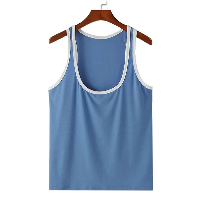 Summer Men's Skinny Gym Tank Tops Leisure Popular Sleeveless Sportwear Fashion Well Fitting Patchwork Bodybuilding Vest S-2XL