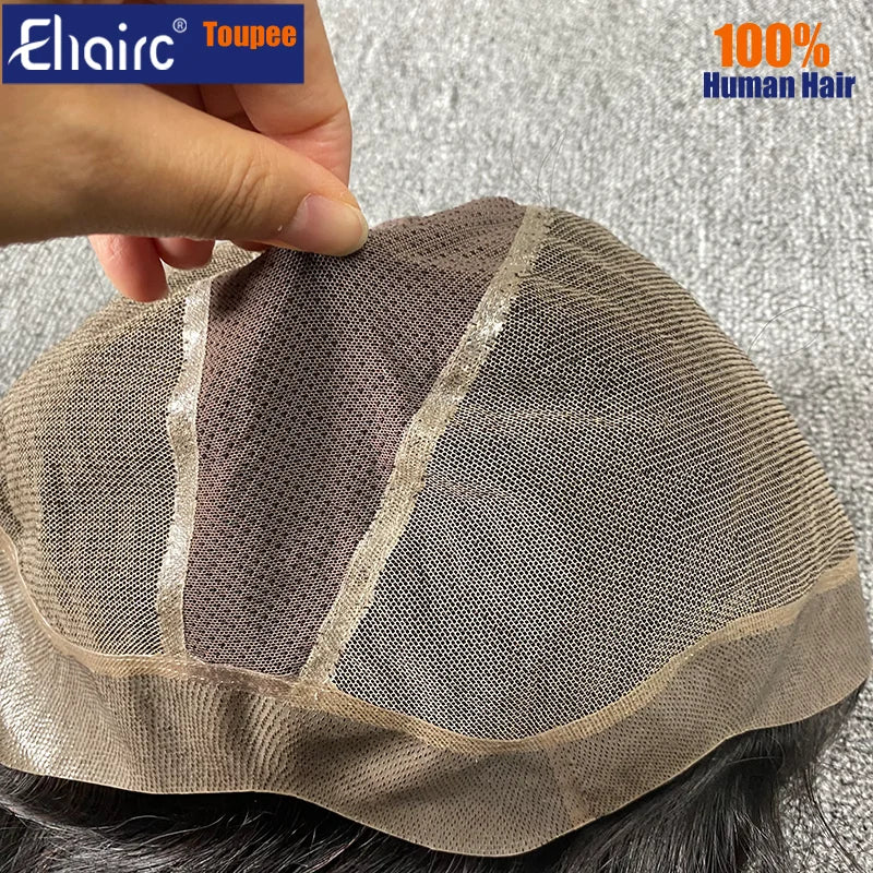 Natural Black Color 150% Density  Breathable Lace in the Center with Knotted Pu around Human Hair Wigs For Women Long Women Wig