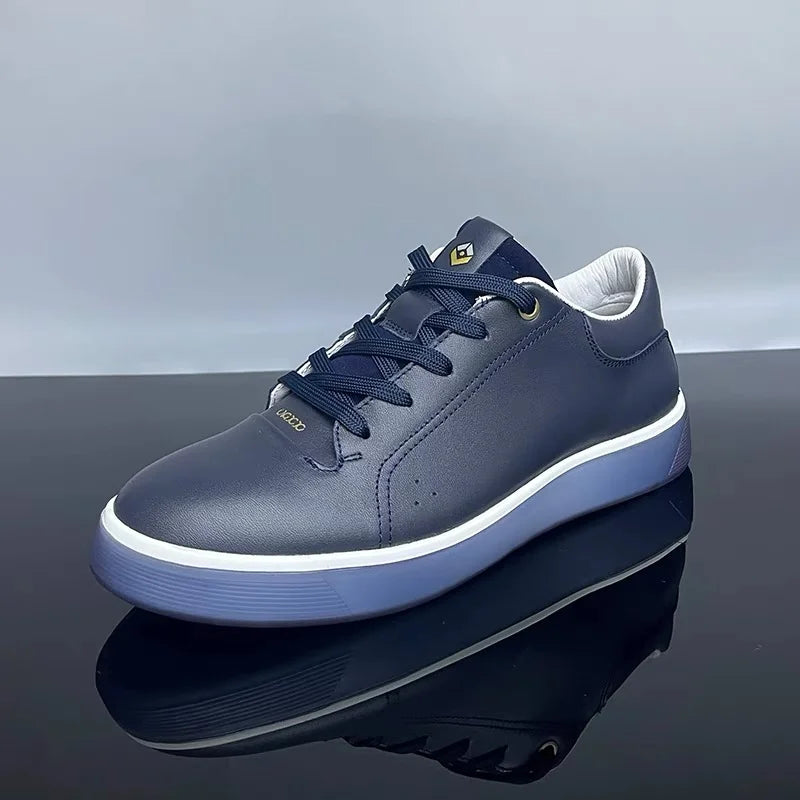 Black Casual Shoes Lightweight Sneakers Breathable Genuine Leather Sports Shoes Zapatillas Hombre Men Skateboarding Shoes Flat