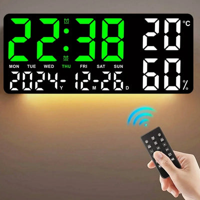 Large Digital Wall Clock with 7Colors Mood Light 2 Alarm | SAMAG