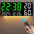 Large Digital Wall Clock with 7Colors Mood Light 2 Alarm TEMP Humidity Date Table Clock 12/24H Timing Countdown LED Alarm Clock