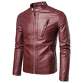 Men Stand Collar Moto Leather Jackets Slim Fit Leather Coats High Quality Male Fashion Spring  Autumn Casual Leather Jackets 5XL