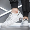 Men's flat casual shoes Four season new breathable lightweight soft-soled outdoor walking shoes student white sports board shoes