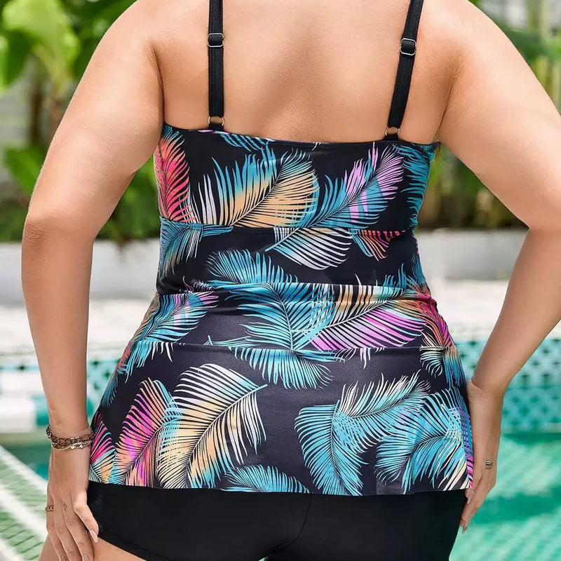 Plus Size Women's Tankini Swimsuit Vintage Printed | SAMAG