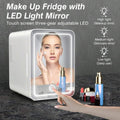 Mini Fridge Skincare With Dimmable LED Light Mirror, 4 Litre Capacity/6 Cans Of 330ml Mini Fridge For Skincare And Makeup, Coole