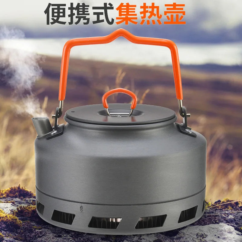 Camping Portable Kettle Teapot Coffee Pot 1L/1.5L Heat Gathering Ring Fast Heating Kettle