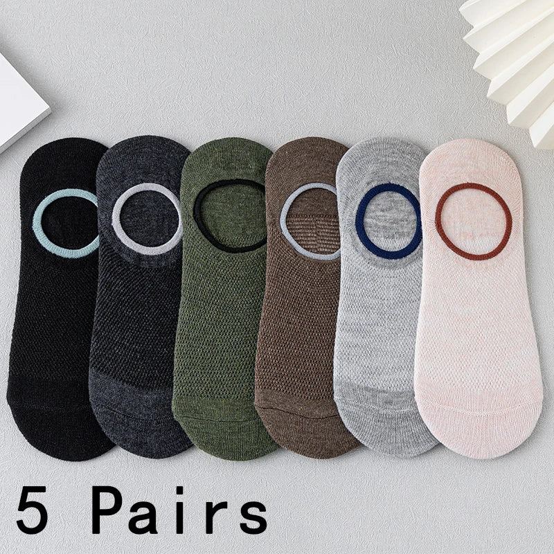 5pairs Men's Fashion Sports Socks, Striped Cotton Sweat | SAMAG