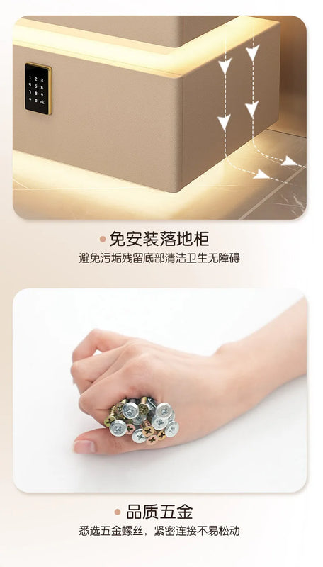 Modern Style Solid Wood Bedside Table with Wireless Charging Smart 2 Drawers Bedroom Nightstands with Lock 40/45/50cm