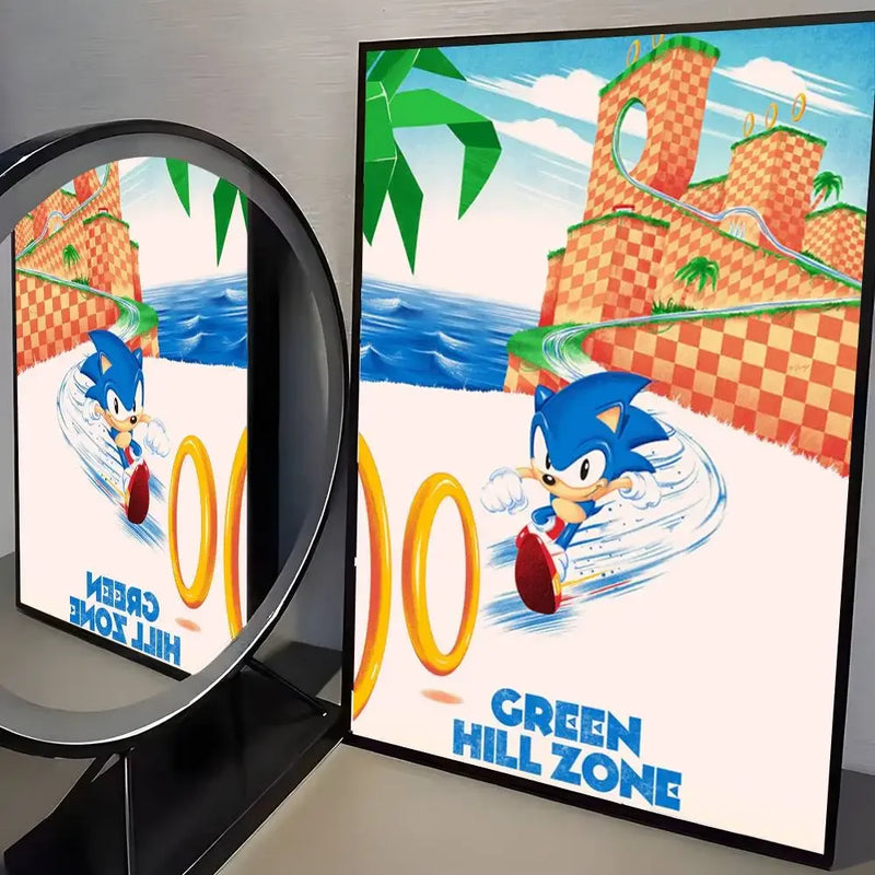 Sonic the Hedgehog HD Poster Art  Waterproof Wall Sticker for Home Living Room Bedroom Aesthetic Decoration