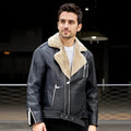 Thick-fibered fur coat for men Fur leather integrated Washed PU leather jacket for men, thick and suitable for motorcycle wear
