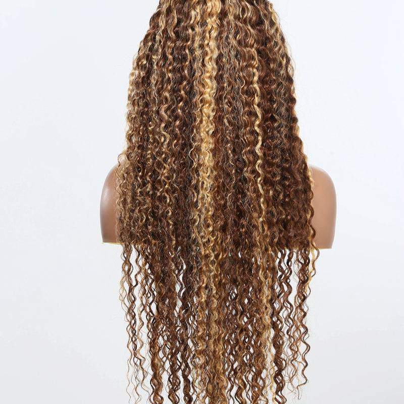 30 32 Inch 13x4 13x6 HD Highlight Ombre Curly Lace Frontal Human Hair Wigs Honey Blonde Colored Deep Wave Frontal Wigs For Women