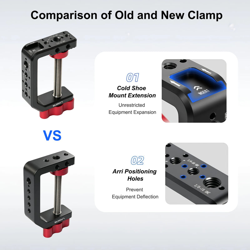 Lanxire C Clamp Desk Camera Mount, Aluminum C-clamp with 1/4" 3/8" Thread, Desktop DSLR Mount for Photo Studio Video,Light Stand