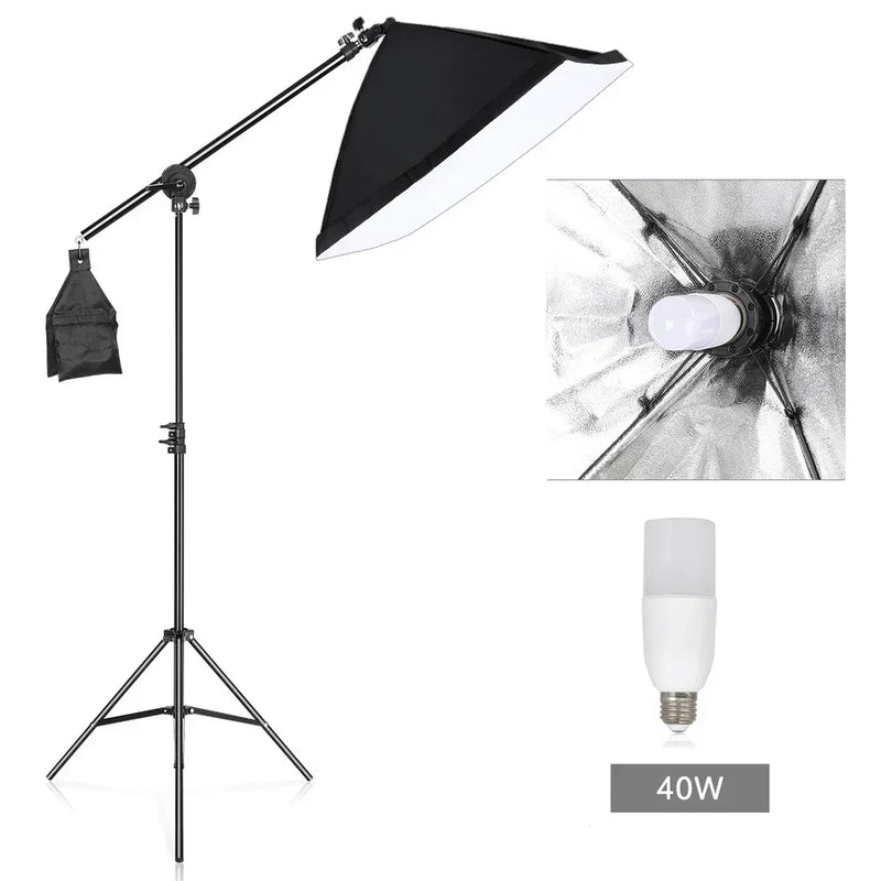 Photo Studio Kit Tripod Light Stand Cross Arm With Weight Bag Photo Studio Accessories Extension Rod 53 -133CM Backdrop Stand