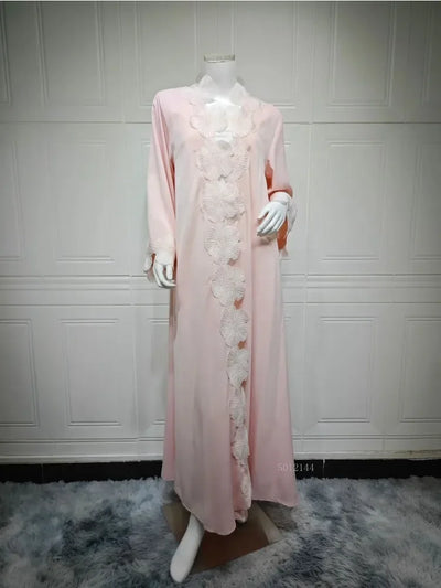 Eid Flower Women's Long Abaya Dubai Cardigan Dress | SAMAG