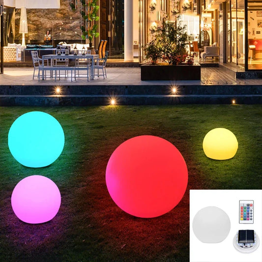 Outdoor LED Garden Ball Lights Remote Control Floor Street Lawn Lamp