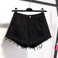 Large Size High-Waisted Denim Shorts for Women Summer Ruffled Wide-Leg Hot Pants Loose Fit A-Line Basic Short Jeans