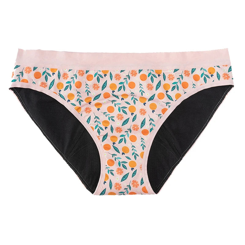 Teens Period Panties Printed Floral Fabric Girls Cotton Underwear 4-Layer Leakproof Heavy Flow Menstrual Panties Briefs