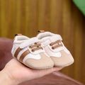 Spring and Autumn Baby Shoes, Color-Blocked Striped Velcro Baby Shoes, Soft-Soled Newborn Walking Shoes, 0-12 Months, Boys and Girls Shoes