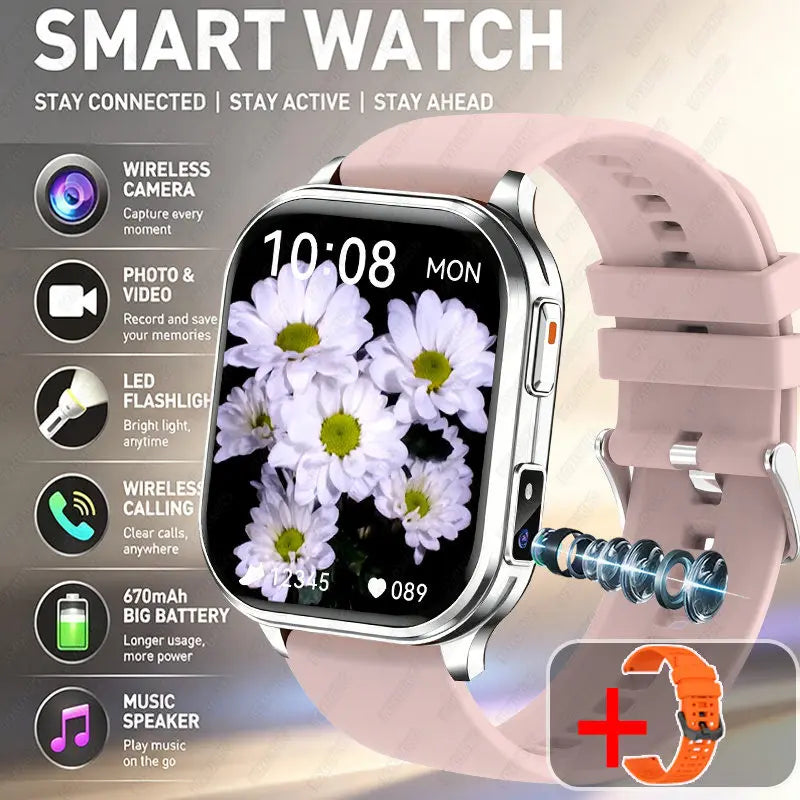 2026New Smart Watch With Camera Men Women Photos Record Video Health Sports Fitness IP68 Waterproof BT Call Recording Smartwatch