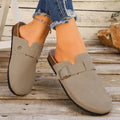 Fashion Gold Woven Buckle Clogs for Women 2026 Summer Closed Toe Cork Sole Mule Shoes Woman Non-slip Flat Heels Half Slippers