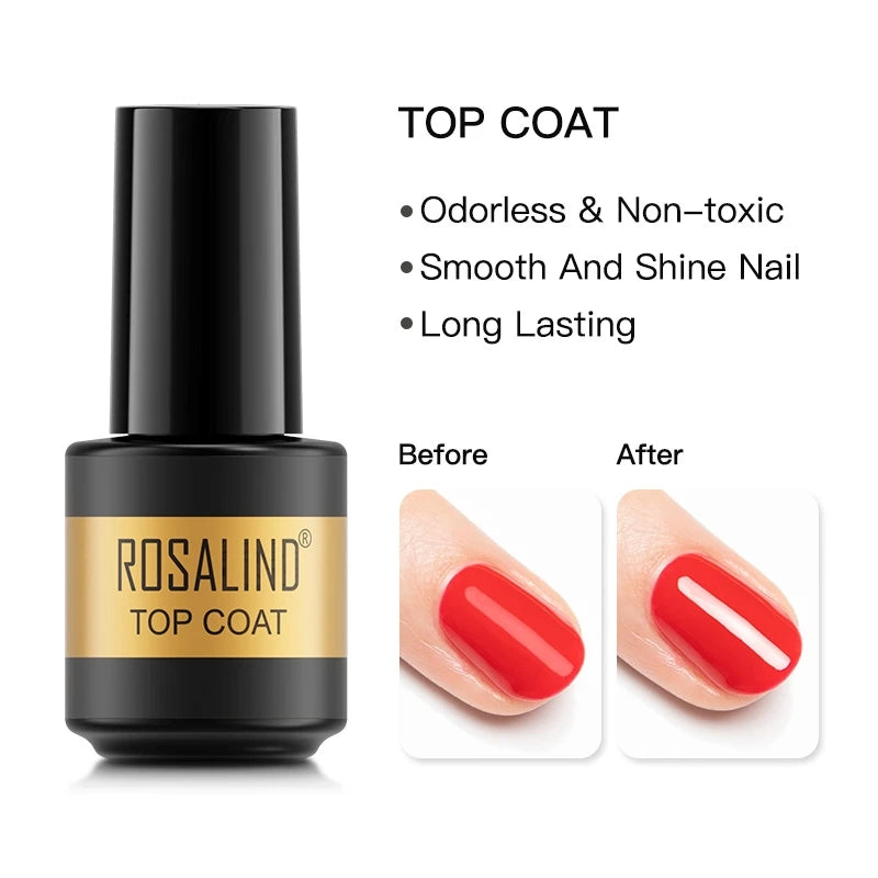 ROSALIND Gel Polish Manicure for Nails Semi Permanent Vernis top coat UV LED Gel Varnish Soak Off Nail Art Gel Nail Polish