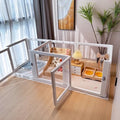 Clear Acrylic Dog Crate Playpen Easy Assemble Transparent Pet Pen Heavy-duty Plastic Puppy Fence with Wheels for Bunny Cat