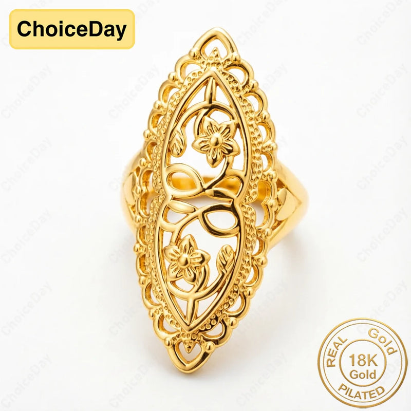 18K Gold Plated #8 Exquisite Openwork Carved Wide Ring for Women, Engagement Party Gift Jewelry