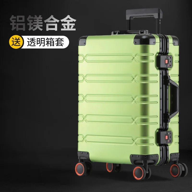 COLENARA All Aluminum Magnesium Alloy Luggage 20 Inch Cabin Rolling Metal Password Box 28 Inch Large Capacity Travel Suitcase