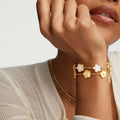 18K Gold Plated Floral Bracelets, Stainless Steel Charm Bracelet Non-Tarnish, Adjustable Lucky Chain Set Trendy Gift