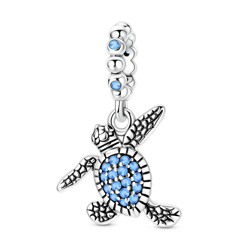 925 Sterling Silver Ocean Theme Charm Beads For Women Blue Wave Dolphin Seashell Compatible Summer Beach Vacation Jewelry