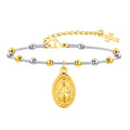 Vnox Rosary Bracelet for Women Girls, Gold Plated Stainless Steel Religious Cross and Virgin Mary Prayer - Visuel 9 | SAMAG