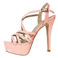 Women Sandals 14CM Super Sexy Platform High Heels Ankle Strap Sandals Open Toe Sanke Gladiator Party Dress Red Wedding Shoes