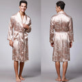 Traditional Japanese KIMONO Fashion YUKATA Oriental Gold Dragons Pattern Bathrobe Summer Men Ice Silk Robes Pajamas  Sleepwear