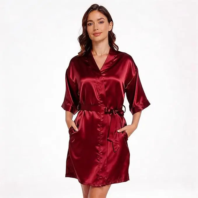 Women's Pure Short Silky Robes Bridesmaid Bride Party | SAMAG