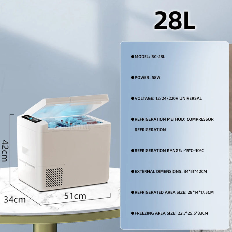 28L Vehicle Freezing Fridge Portable Cooling Refrigerator Nevera Mini Koelkast