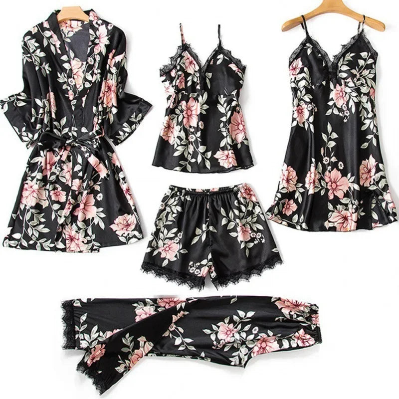 Pajamas for Women Summer Sexy Five-piece Set Suspender | SAMAG