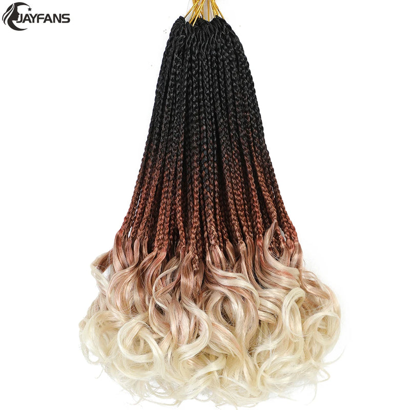 14” French Curls Braiding Hair Pre Braided Synthetic Box Braids Crochet Curl Ends French Curl Crochet Braids for Women And Kids